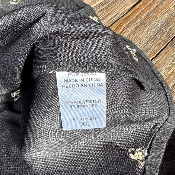 Entro black babydoll mini gold embroidered flowered poof sleeves NWOT size XL - Picture 7 of 9